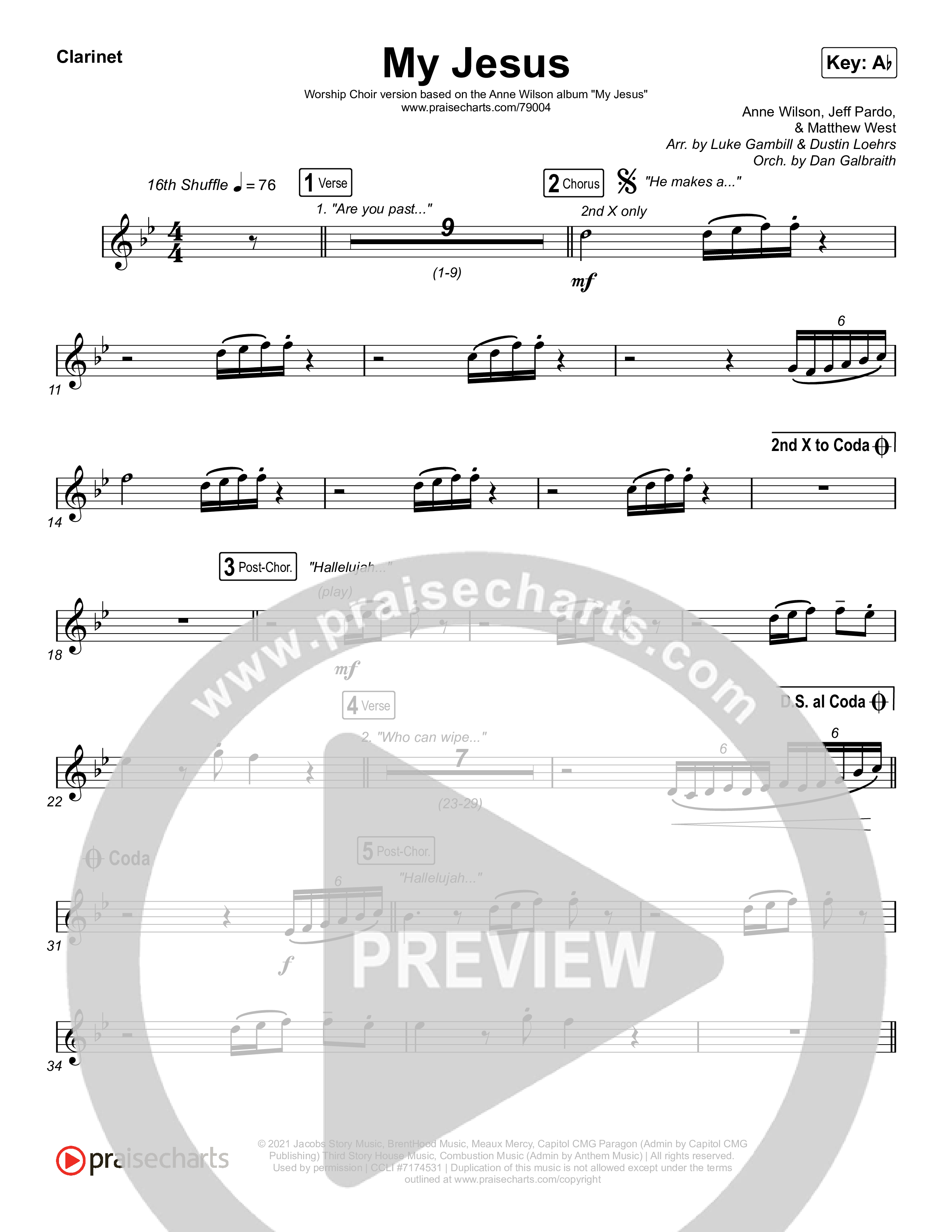 My Jesus (Worship Choir SAB) Clarinet (Anne Wilson / Arr. Luke Gambill)