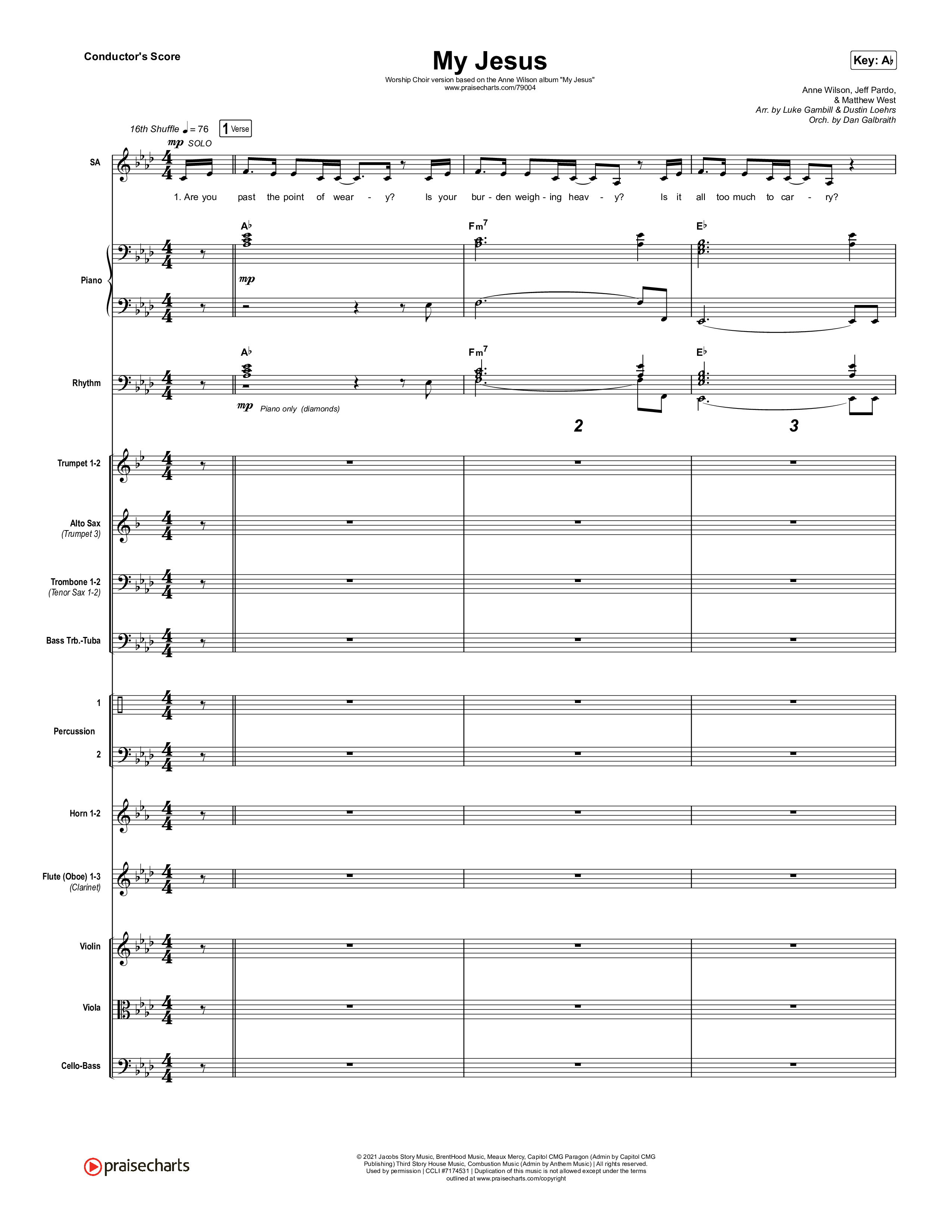 My Jesus (Worship Choir SAB) Conductor's Score (Anne Wilson / Arr. Luke Gambill)