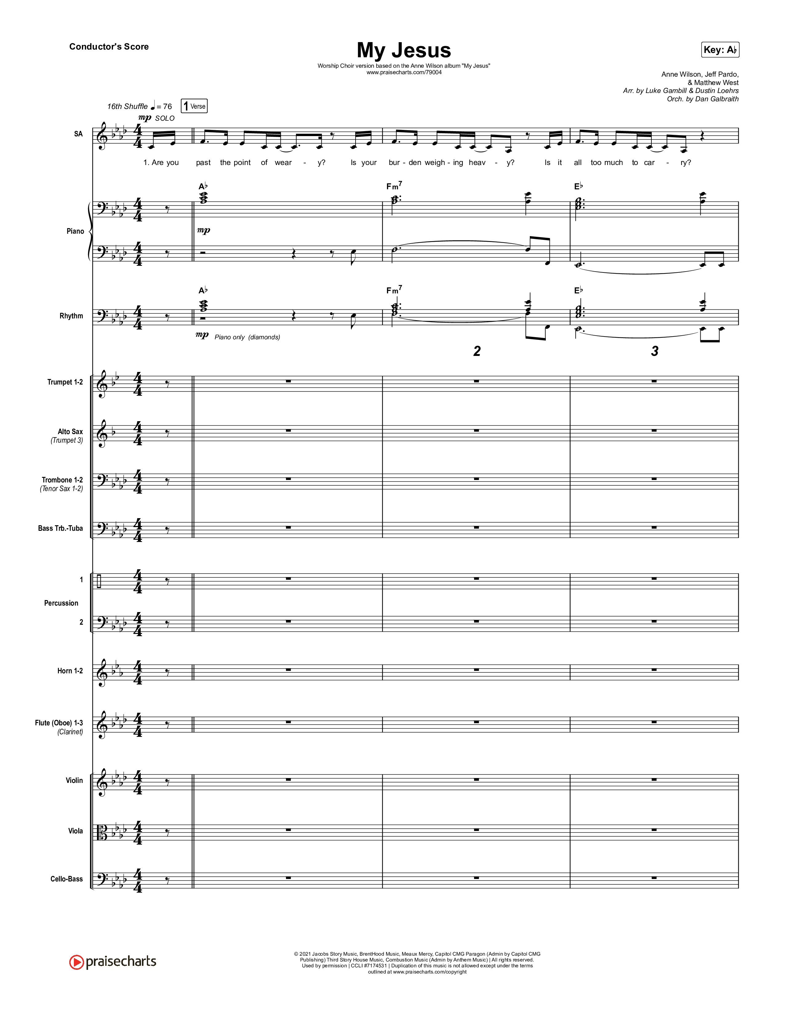 My Jesus (Worship Choir SAB) Orchestration (Anne Wilson / Arr. Luke Gambill)