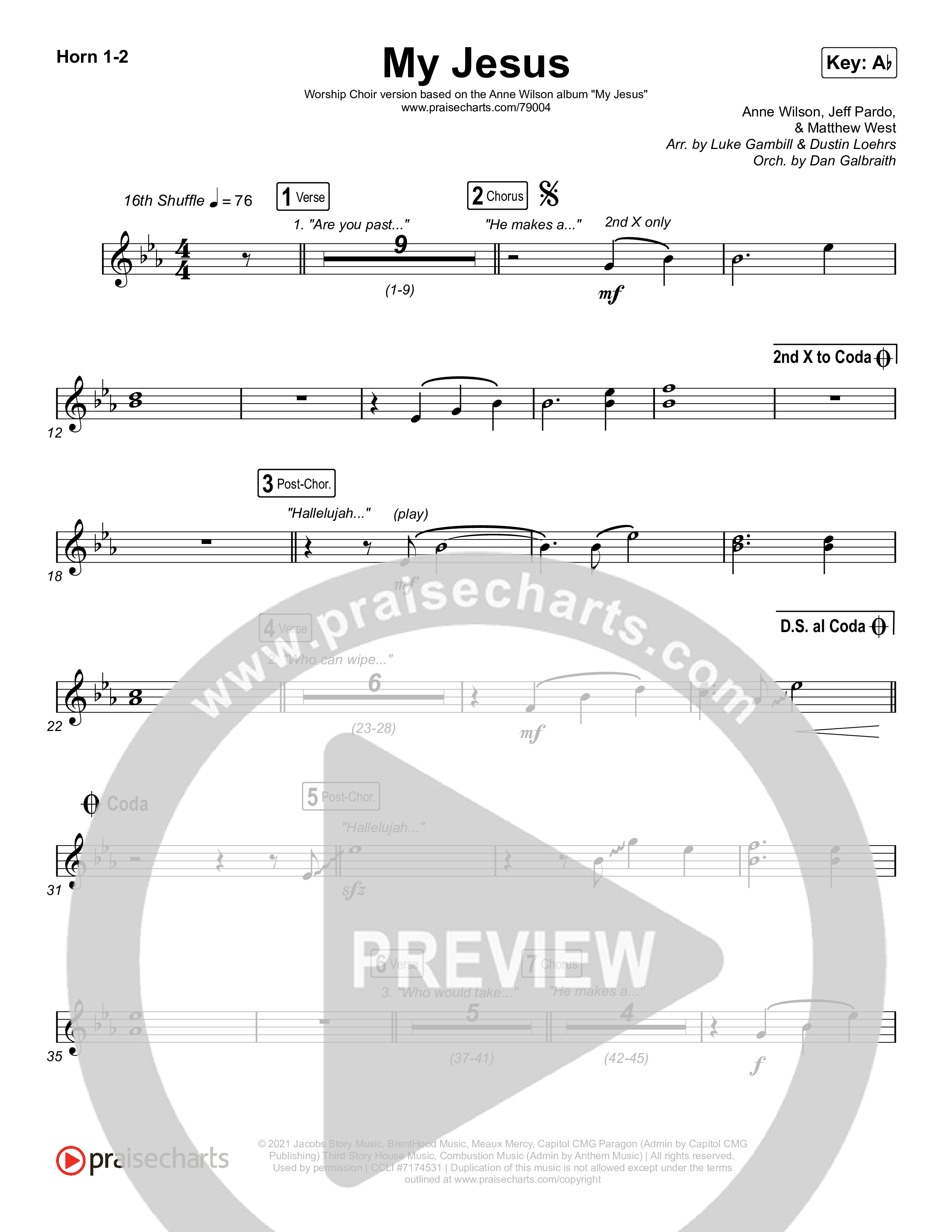 My Jesus (Worship Choir SAB) French Horn 1/2 (Anne Wilson / Arr. Luke Gambill)
