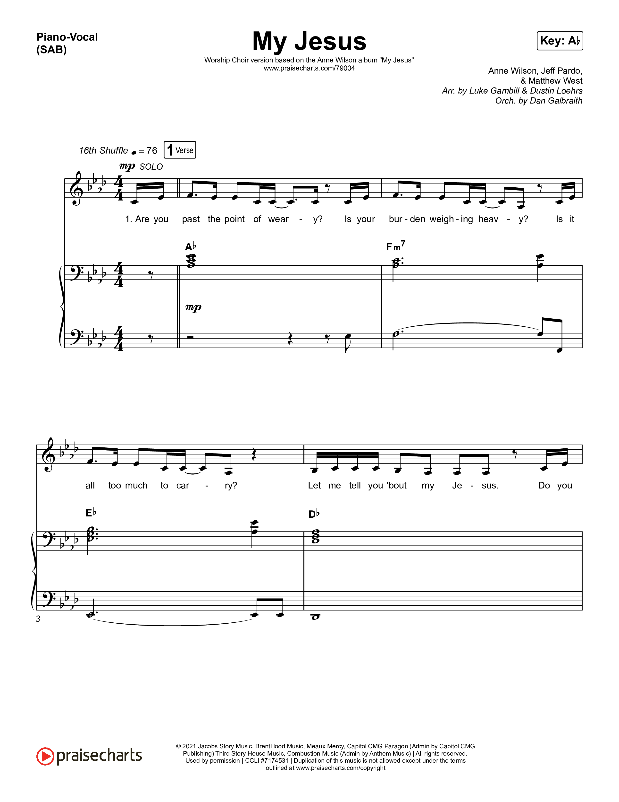 My Jesus (Worship Choir SAB) Piano/Choir (SAB) (Anne Wilson / Arr. Luke Gambill)