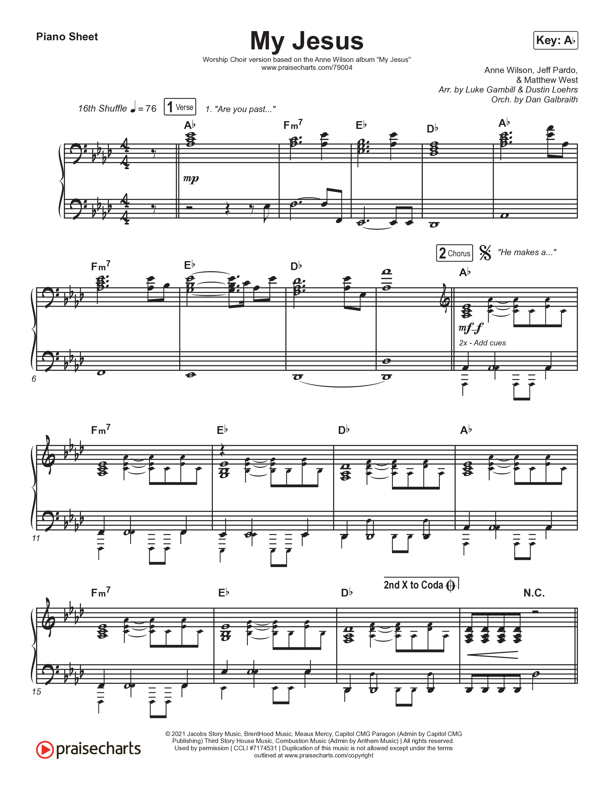 My Jesus (Worship Choir SAB) Piano Sheet (Anne Wilson / Arr. Luke Gambill)