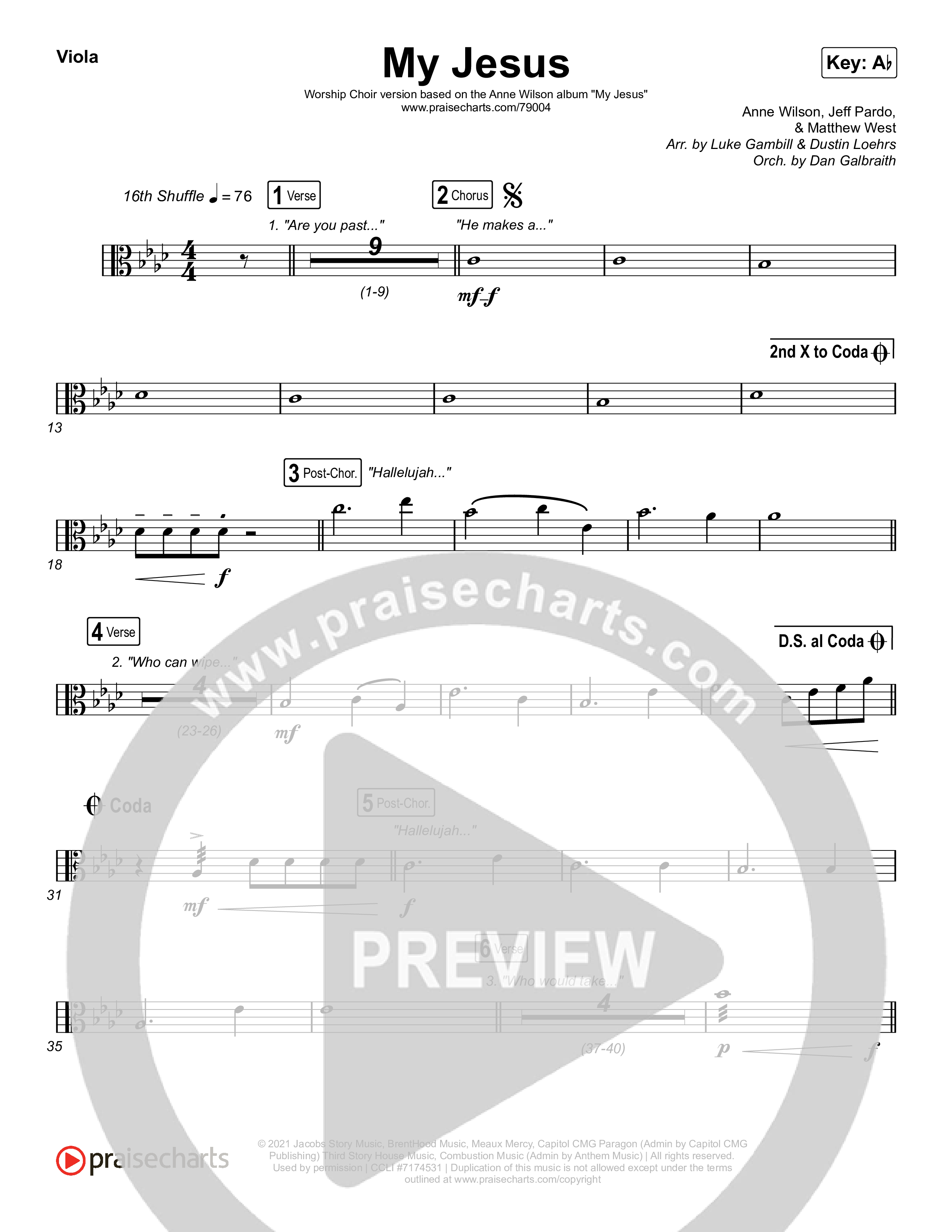 My Jesus (Worship Choir SAB) Viola (Anne Wilson / Arr. Luke Gambill)