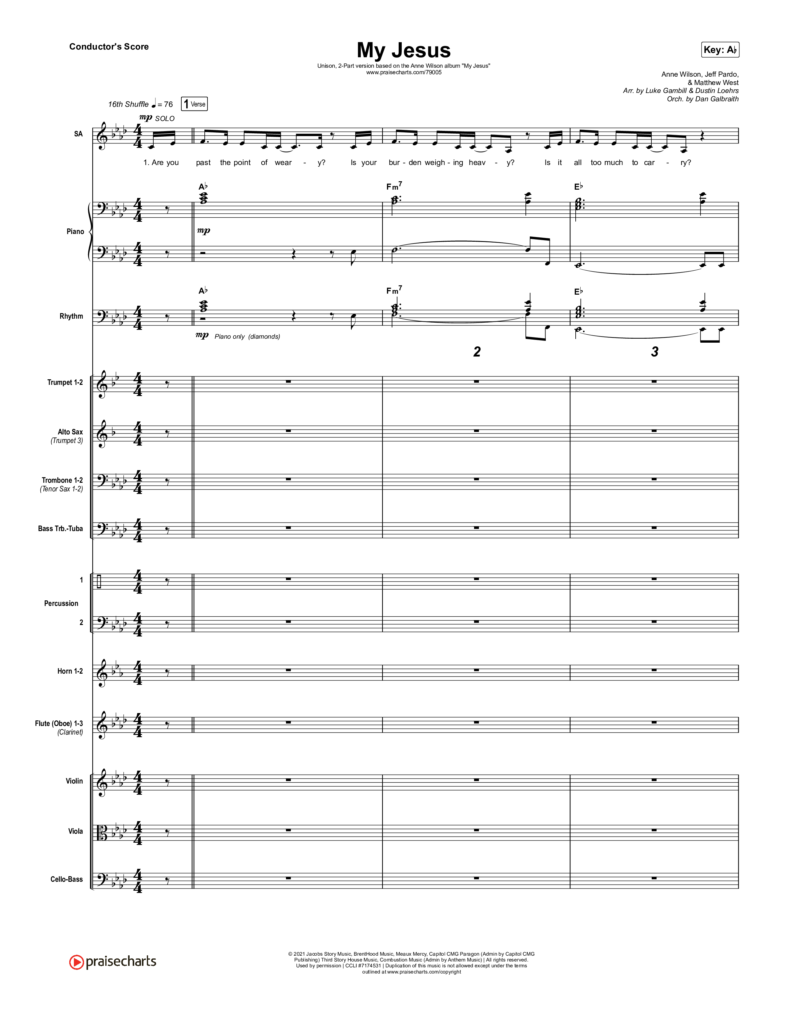 My Jesus (Unison/2-Part Choir) Orchestration (Anne Wilson / Arr. Luke Gambill)