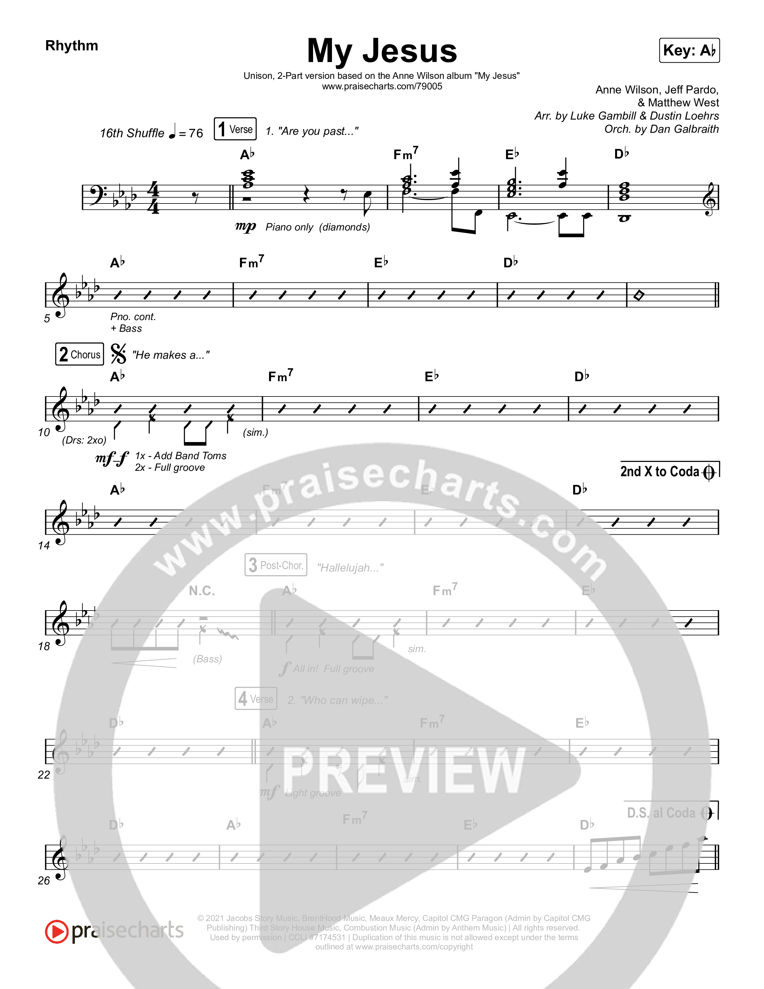My Jesus (Unison/2-Part Choir) Rhythm Chart (Anne Wilson / Arr. Luke Gambill)