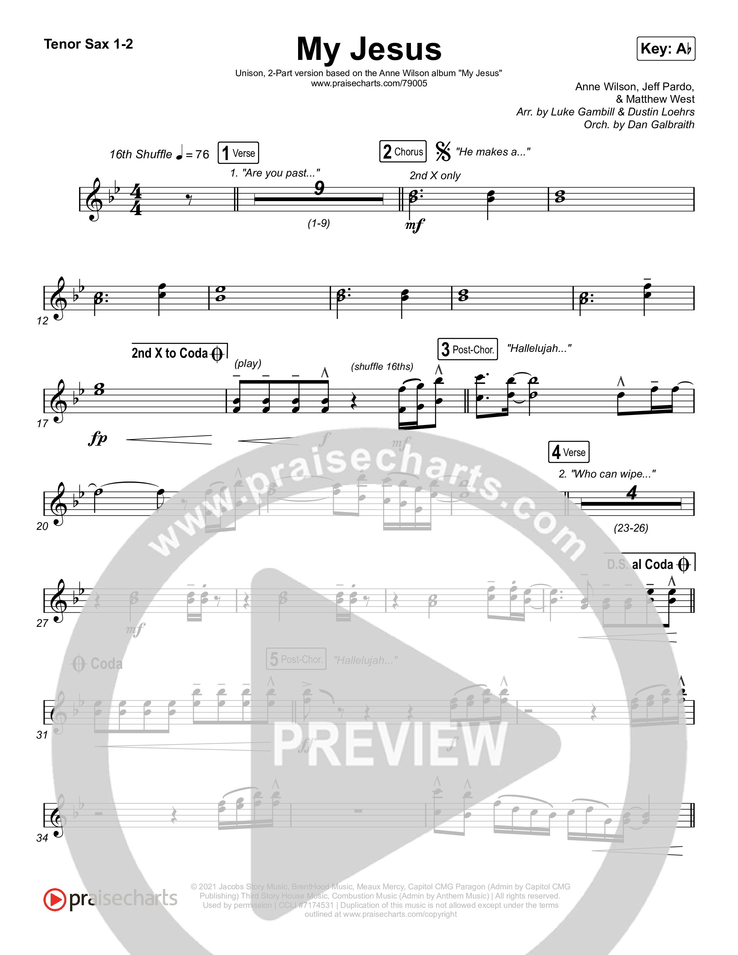 My Jesus (Unison/2-Part Choir) Tenor Sax 1/2 (Anne Wilson / Arr. Luke Gambill)
