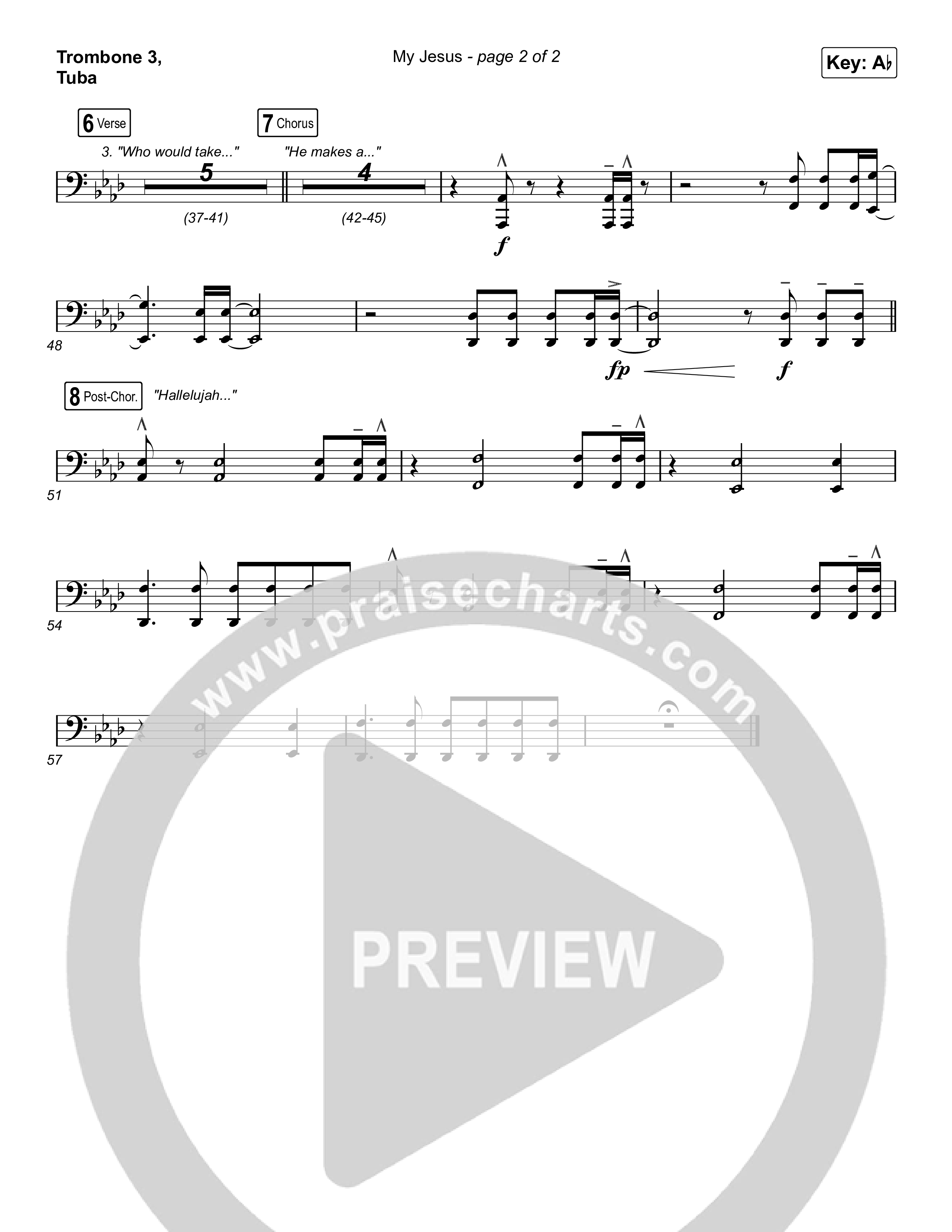 My Jesus (Unison/2-Part Choir) Trombone 3/Tuba (Anne Wilson / Arr. Luke Gambill)