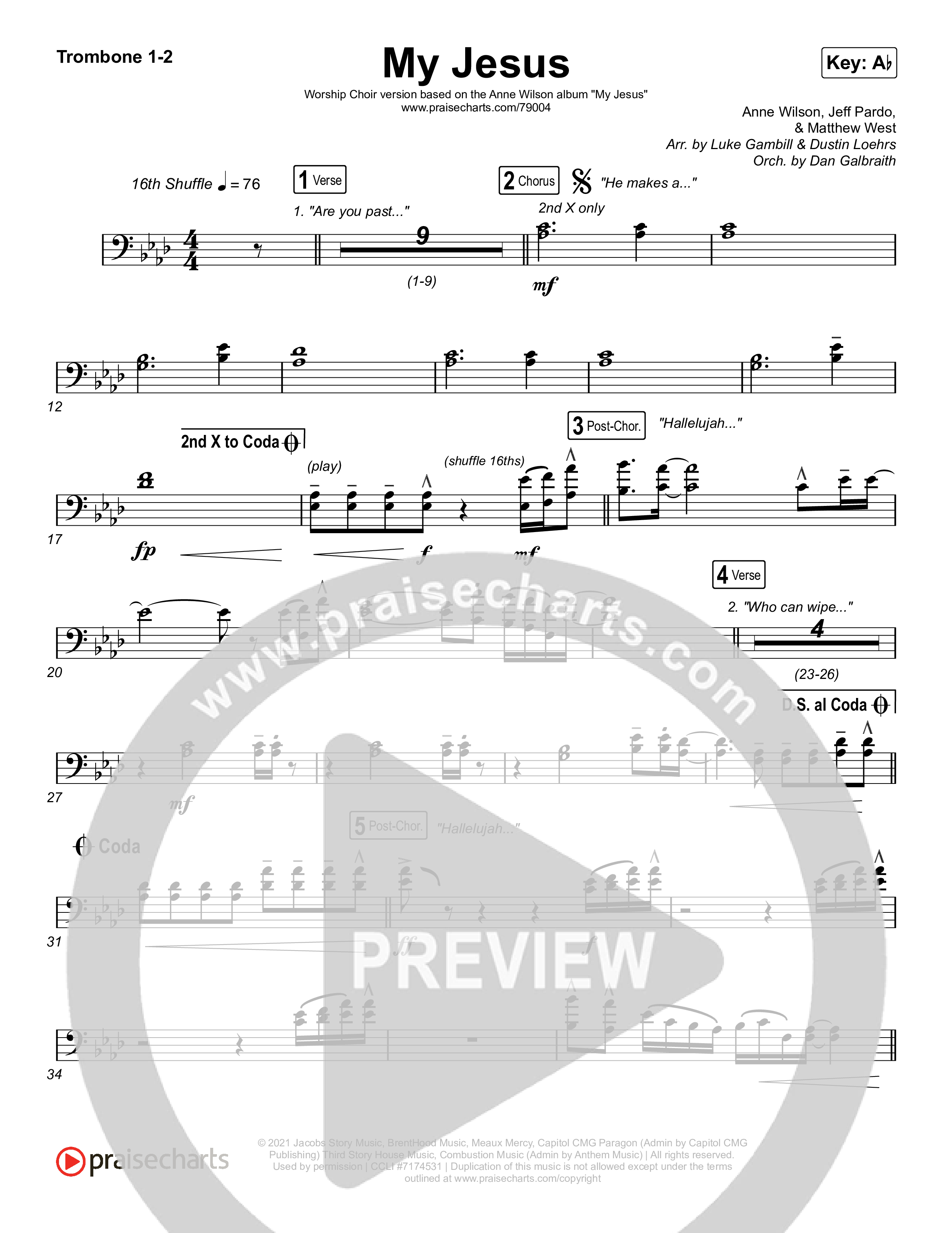 My Jesus (Sing It Now SATB) Trombone 1/2 (Anne Wilson / Arr. Luke Gambill)