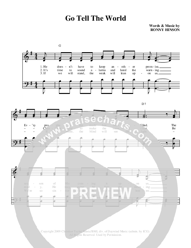 Go Tell The World Lead Sheet (Brian Free & Assurance)