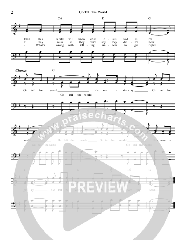 Go Tell The World Lead Sheet (Brian Free & Assurance)