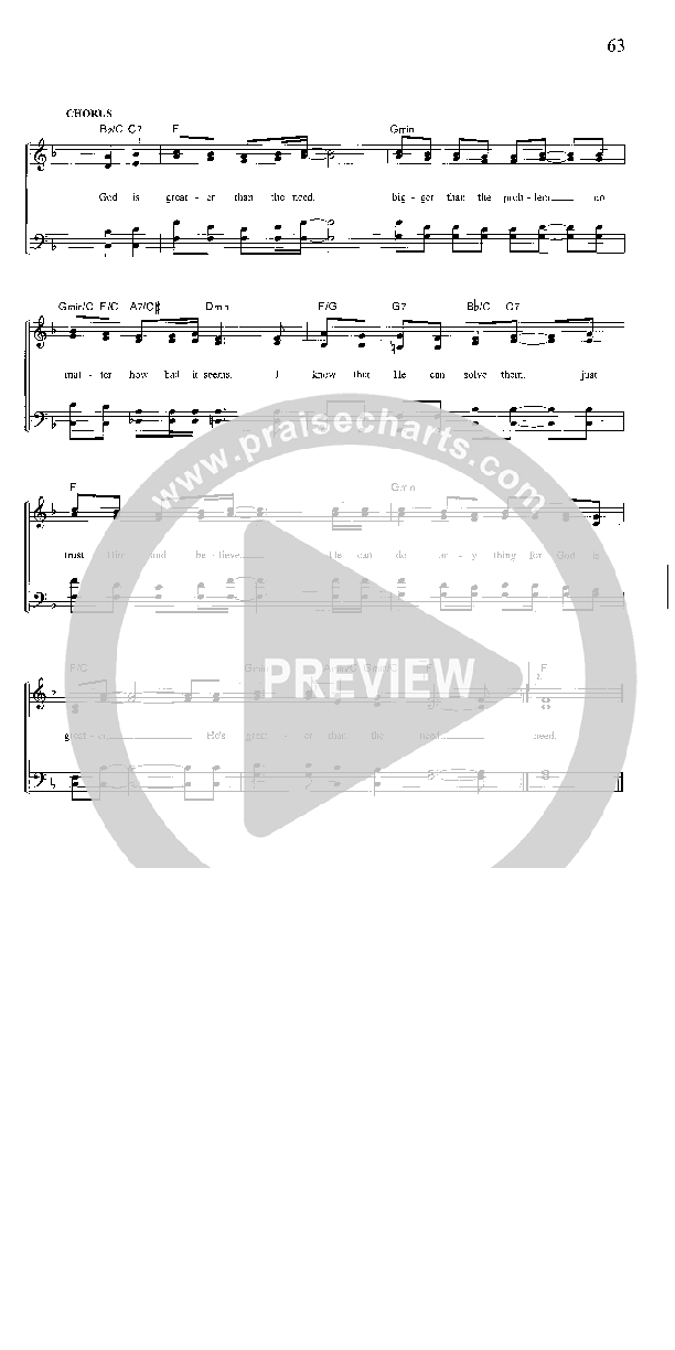 God Is Greater Than The Need Lead Sheet (The Livingstons)