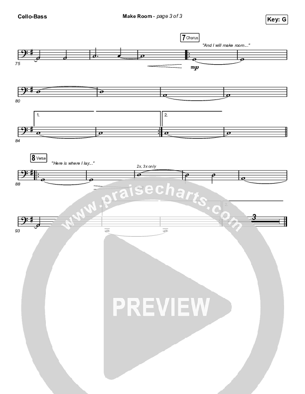 Make Room (Worship Choir SAB) Cello/Bass (Community Music / Arr. Luke Gambill)