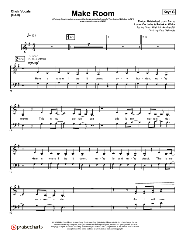 Make Room (Worship Choir SAB) Choir Sheet (SAB) (Community Music / Arr. Luke Gambill)