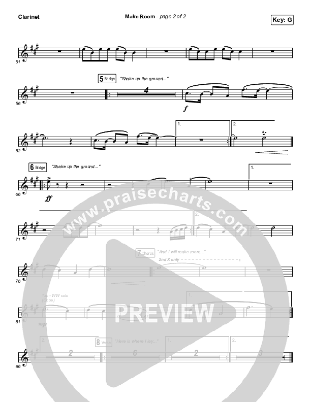 Make Room (Worship Choir SAB) Clarinet (Community Music / Arr. Luke Gambill)