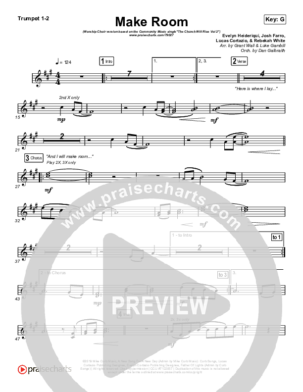 Make Room (Worship Choir SAB) Trumpet 1,2 (Community Music / Arr. Luke Gambill)