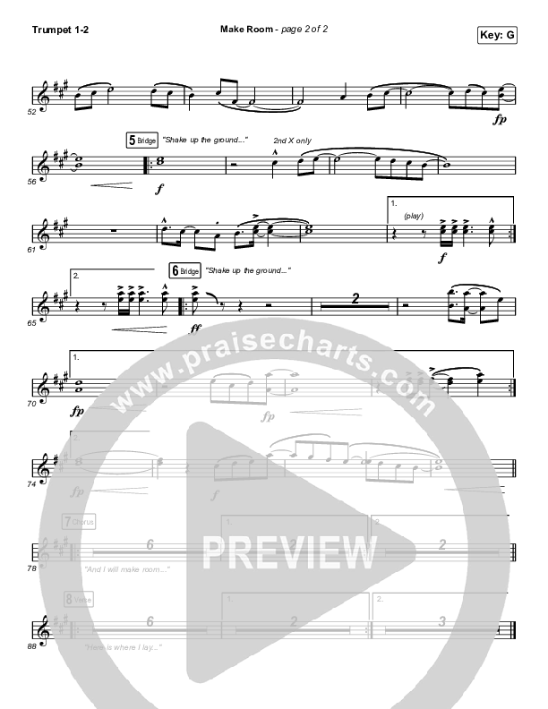 Make Room (Worship Choir SAB) Trumpet 1,2 (Community Music / Arr. Luke Gambill)