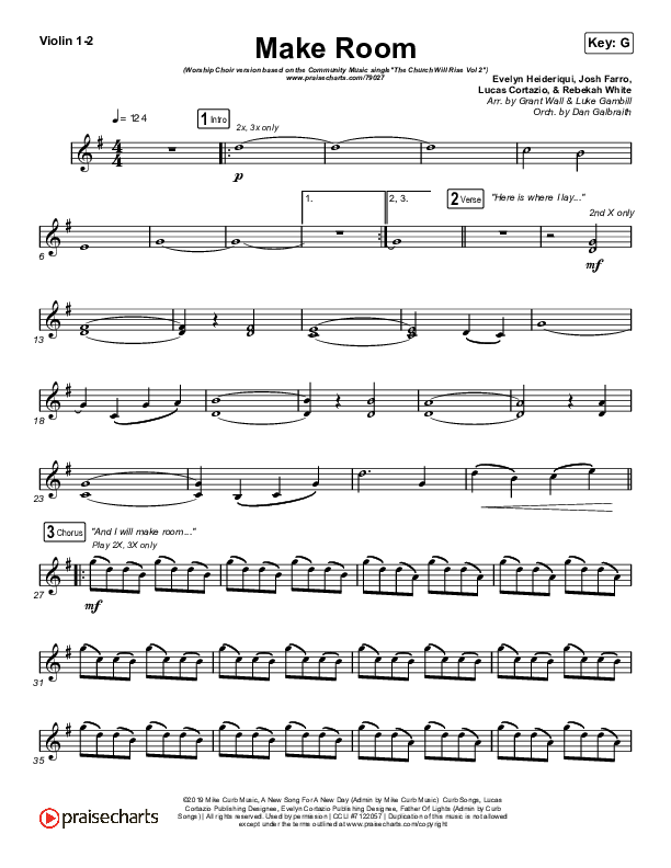 Make Room (Worship Choir SAB) Violin 1/2 (Community Music / Arr. Luke Gambill)