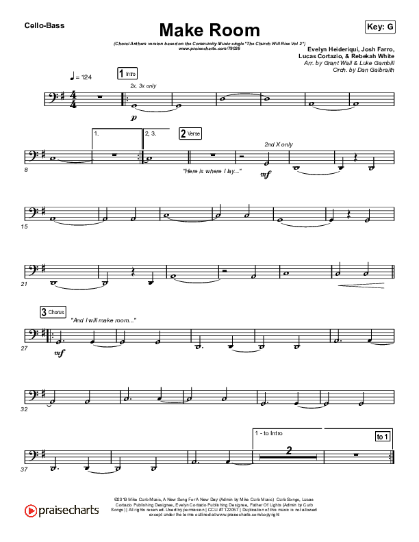 Make Room (Choral Anthem SATB) Cello/Bass (Community Music / Arr. Luke Gambill)
