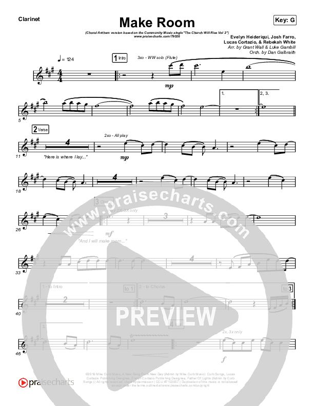 Make Room (Choral Anthem SATB) Clarinet 1,2 (Community Music / Arr. Luke Gambill)