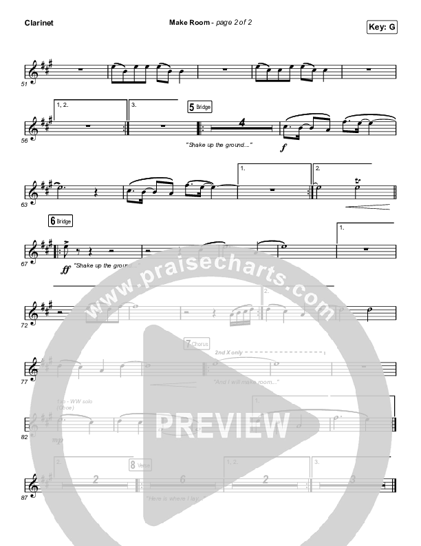 Make Room (Choral Anthem SATB) Clarinet 1,2 (Community Music / Arr. Luke Gambill)
