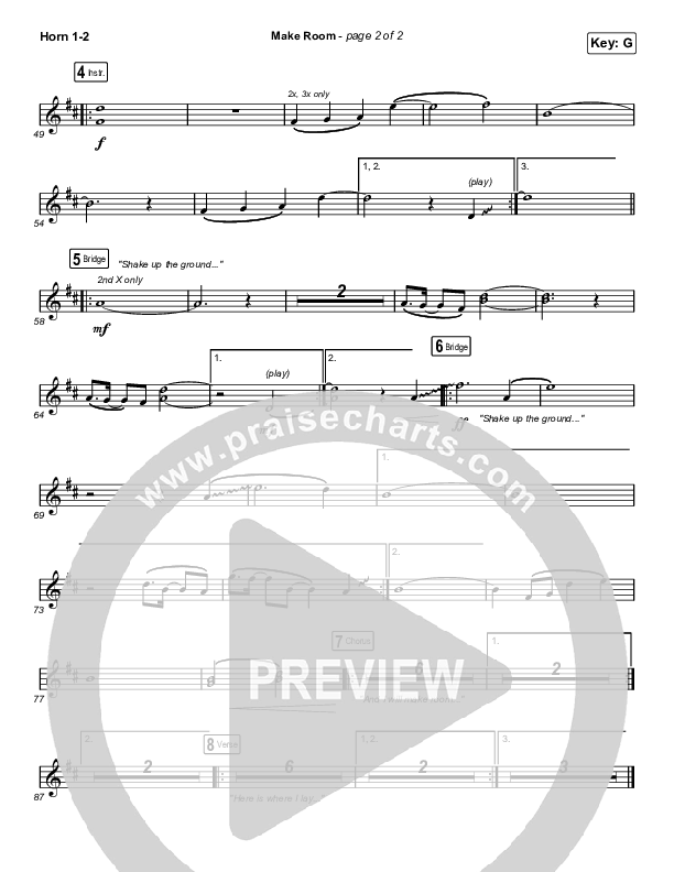 Make Room (Choral Anthem SATB) French Horn 1,2 (Community Music / Arr. Luke Gambill)