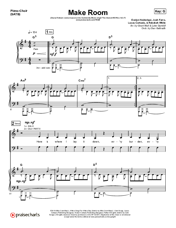 Make Room (Choral Anthem SATB) Piano/Vocal (SATB) (Community Music / Arr. Luke Gambill)