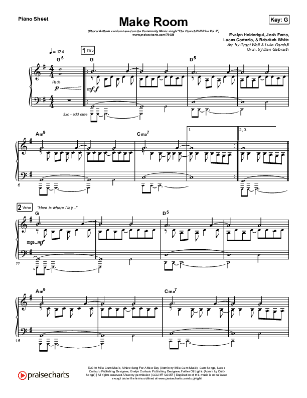 Make Room (Choral Anthem SATB) Piano Sheet (Community Music / Arr. Luke Gambill)