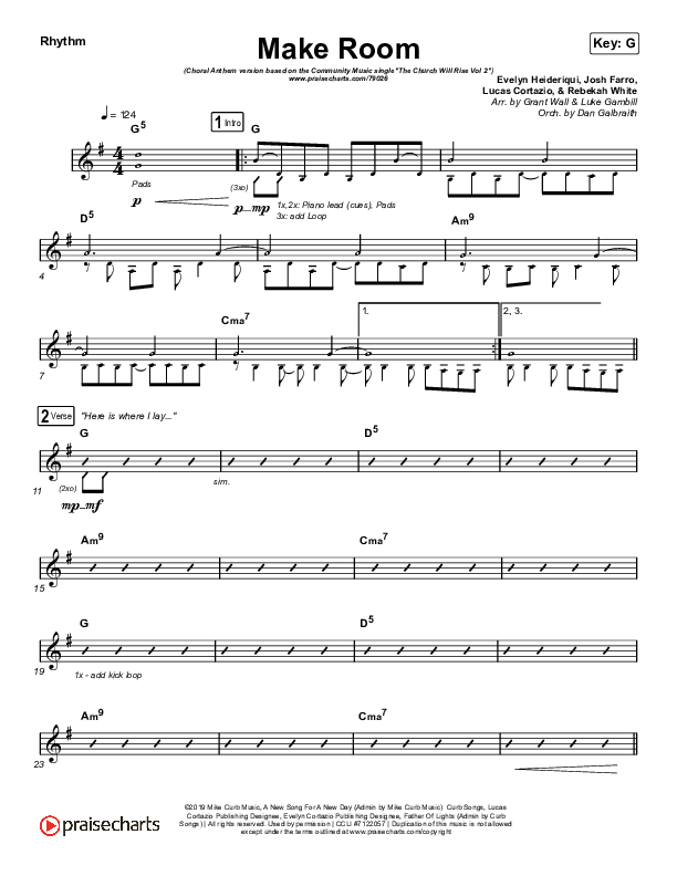 Make Room (Choral Anthem SATB) Rhythm Chart (Community Music / Arr. Luke Gambill)