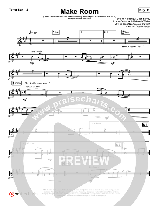 Make Room (Choral Anthem SATB) Tenor Sax 1,2 (Community Music / Arr. Luke Gambill)