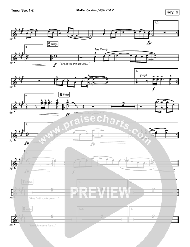 Make Room (Choral Anthem SATB) Tenor Sax 1,2 (Community Music / Arr. Luke Gambill)