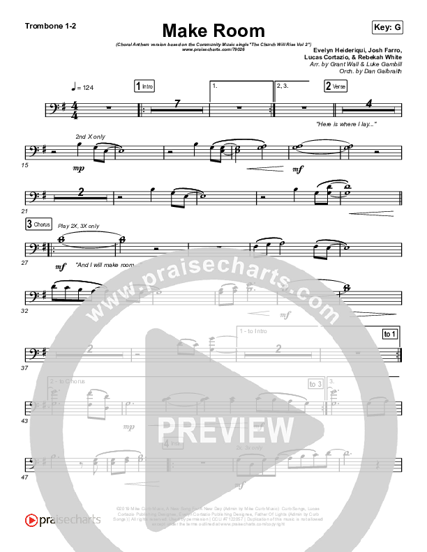 Make Room (Choral Anthem SATB) Trombone 1,2 (Community Music / Arr. Luke Gambill)