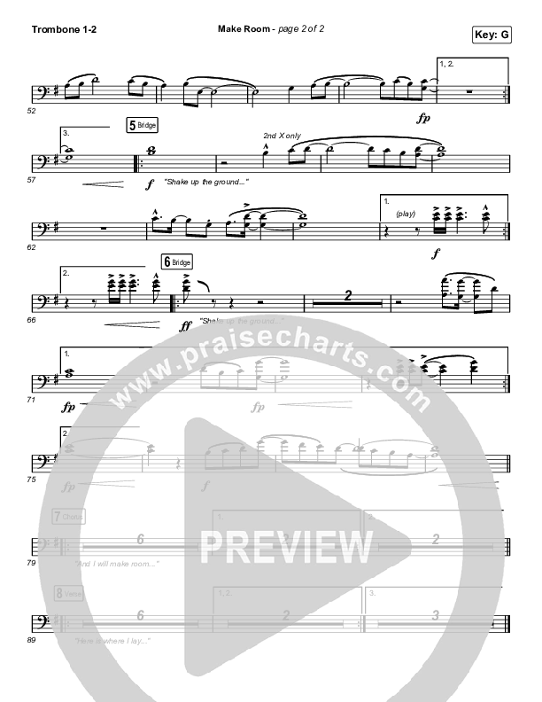 Make Room (Choral Anthem SATB) Trombone 1,2 (Community Music / Arr. Luke Gambill)