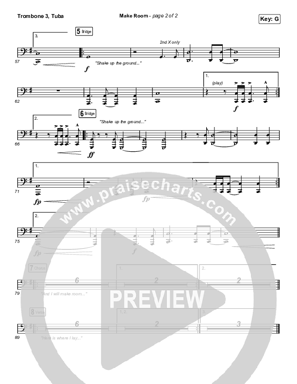Make Room (Choral Anthem SATB) Trombone 3/Tuba (Community Music / Arr. Luke Gambill)