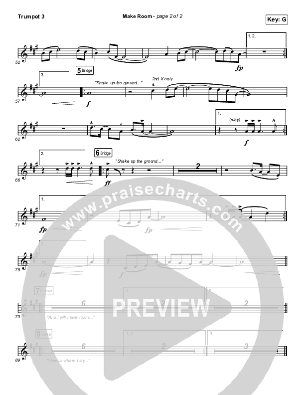 Make Room (Choral Anthem SATB) Trumpet 3 (Community Music / Arr. Luke Gambill)