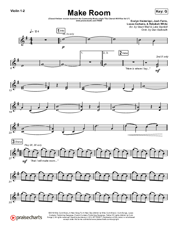 Make Room (Choral Anthem SATB) Violin 1,2 (Community Music / Arr. Luke Gambill)