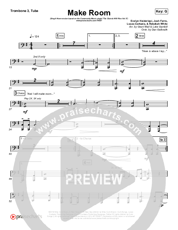 Make Room (Sing It Now SATB) Trombone 3/Tuba (Community Music / Arr. Luke Gambill)