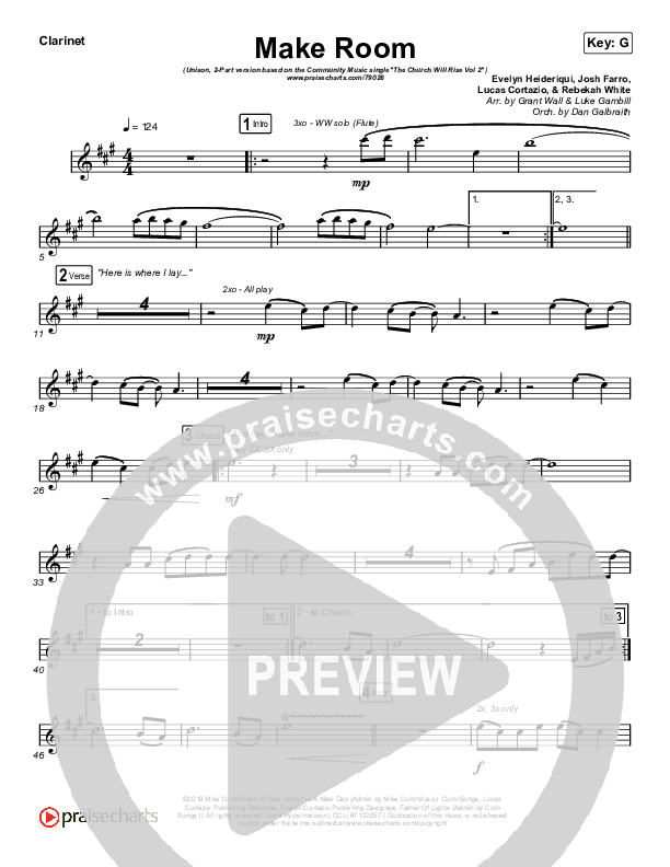 Make Room (Unison/2-Part Choir) Clarinet (Community Music / Arr. Luke Gambill)