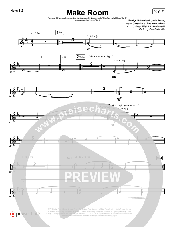 Make Room (Unison/2-Part Choir) French Horn 1/2 (Community Music / Arr. Luke Gambill)