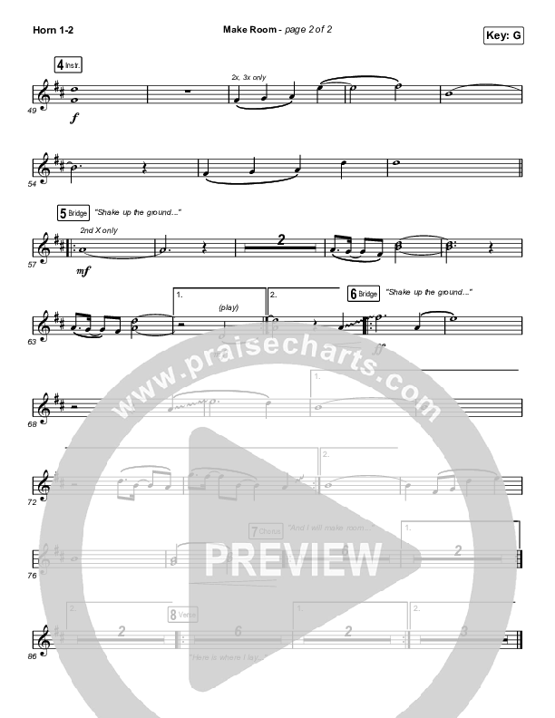 Make Room (Unison/2-Part Choir) French Horn 1/2 (Community Music / Arr. Luke Gambill)