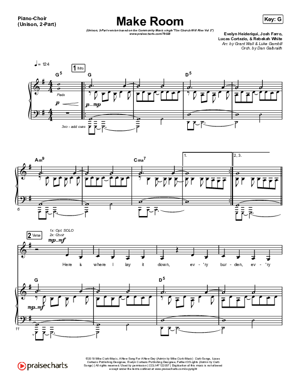Make Room (Unison/2-Part Choir) Piano/Choir  (Uni/2-Part) (Community Music / Arr. Luke Gambill)