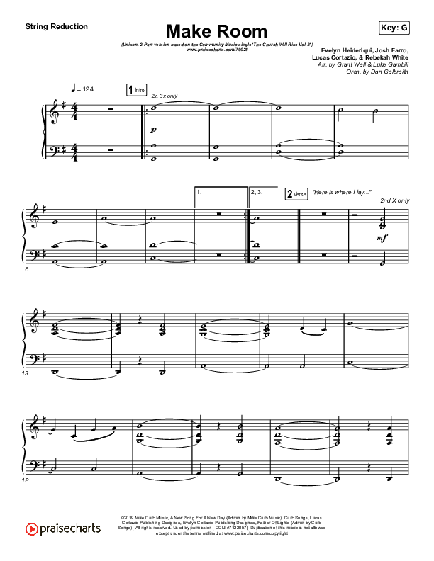Make Room (Unison/2-Part Choir) String Reduction (Community Music / Arr. Luke Gambill)