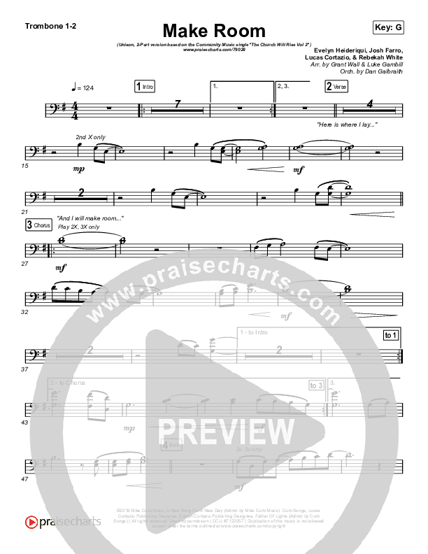 Make Room (Unison/2-Part Choir) Trombone 1/2 (Community Music / Arr. Luke Gambill)