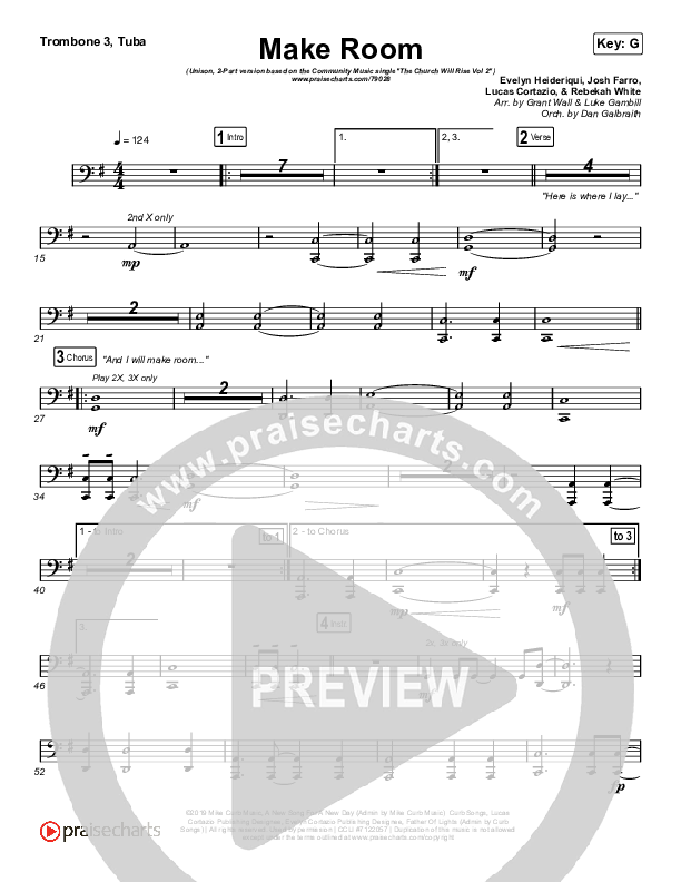 Make Room (Unison/2-Part Choir) Trombone 3/Tuba (Community Music / Arr. Luke Gambill)