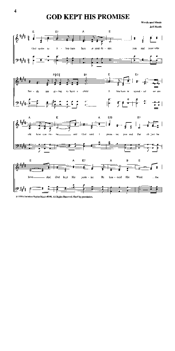 God Kept His Promise Lead Sheet (The Steeles)