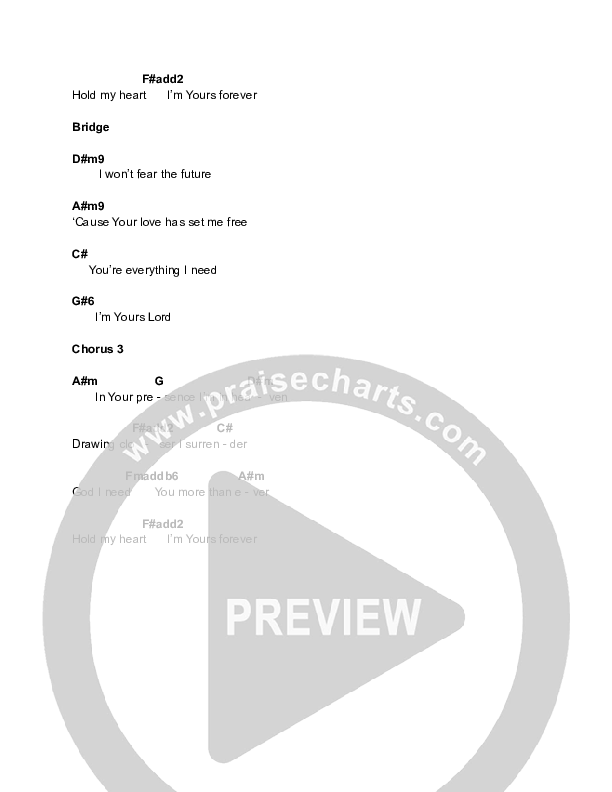 Yours Forever Chord Chart (Equippers Worship)