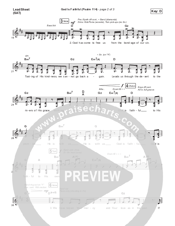 God Is Faithful (Psalm 114) Lead Sheet (SAT) (Sovereign Grace)