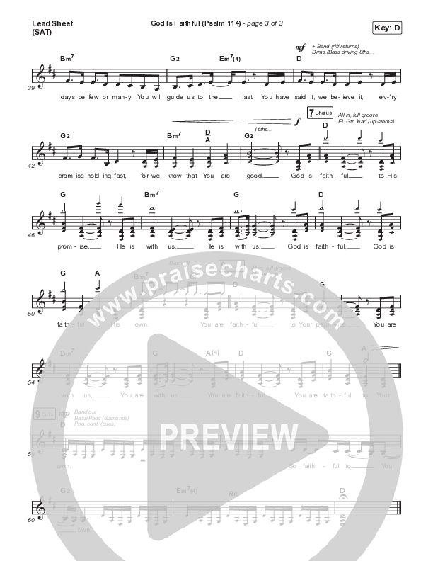 God Is Faithful (Psalm 114) Lead Sheet (SAT) (Sovereign Grace)