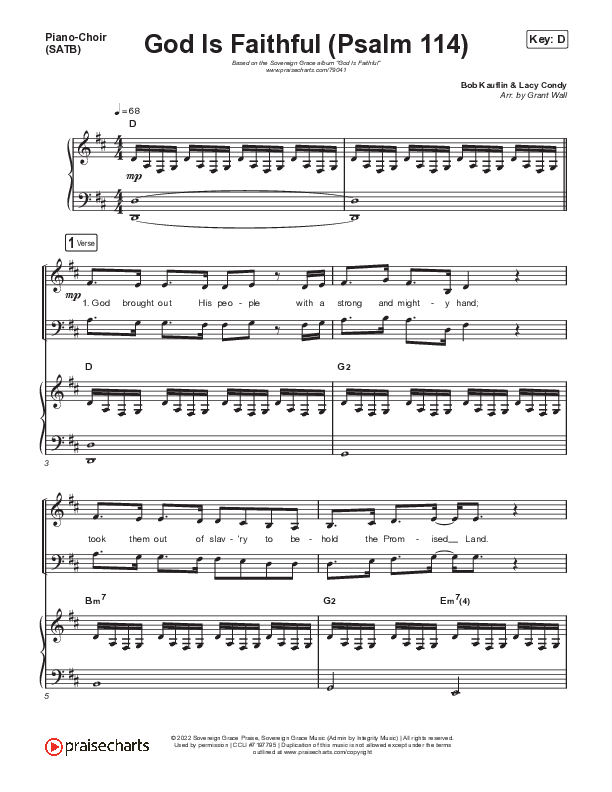 God Is Faithful (Psalm 114) Piano/Vocal (SATB) (Sovereign Grace)