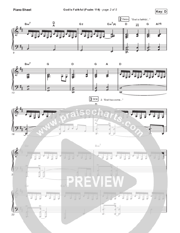 God Is Faithful (Psalm 114) Piano Sheet (Sovereign Grace)