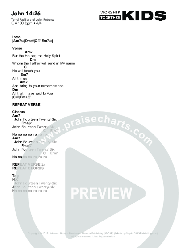 John 14:26 Chord Chart (Worship Together Kids)